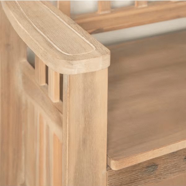 Iris Natural Wash Storage Bench with Back 52 in.