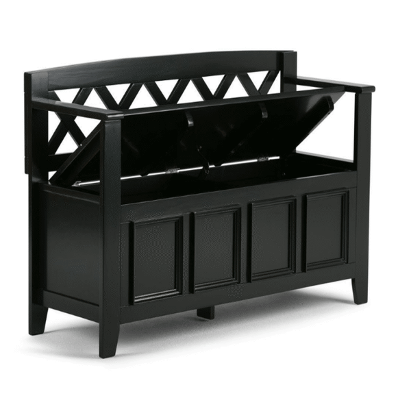 Amherst Solid Wood 48 in. Wide Transitional Entryway Storage Bench in Black